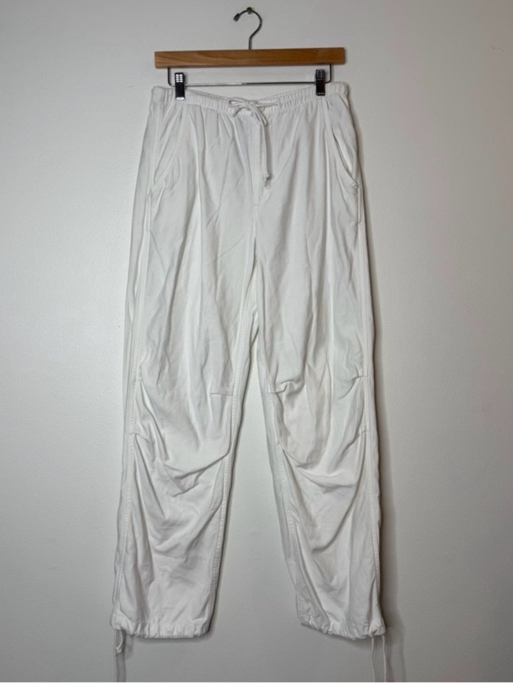 TNA Aritzia White Utility Joggers